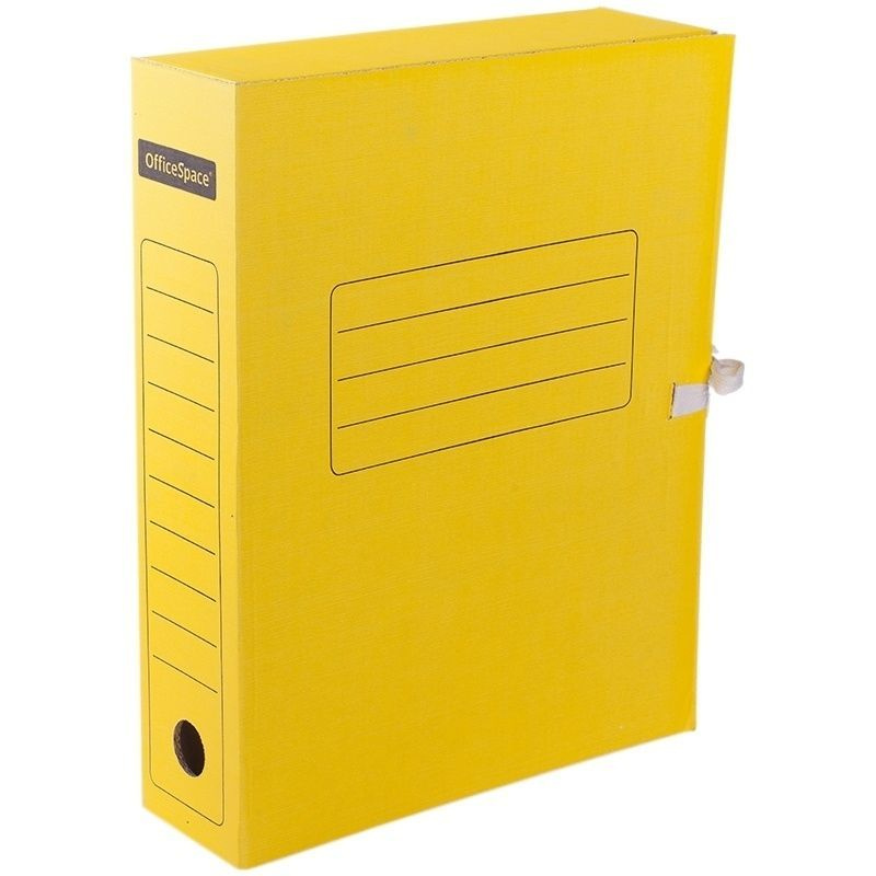 Папка архивная OfficeSpace с завязками, микрогофрокартон, 75 мм, желтый, до 700 листов (225432)  #1