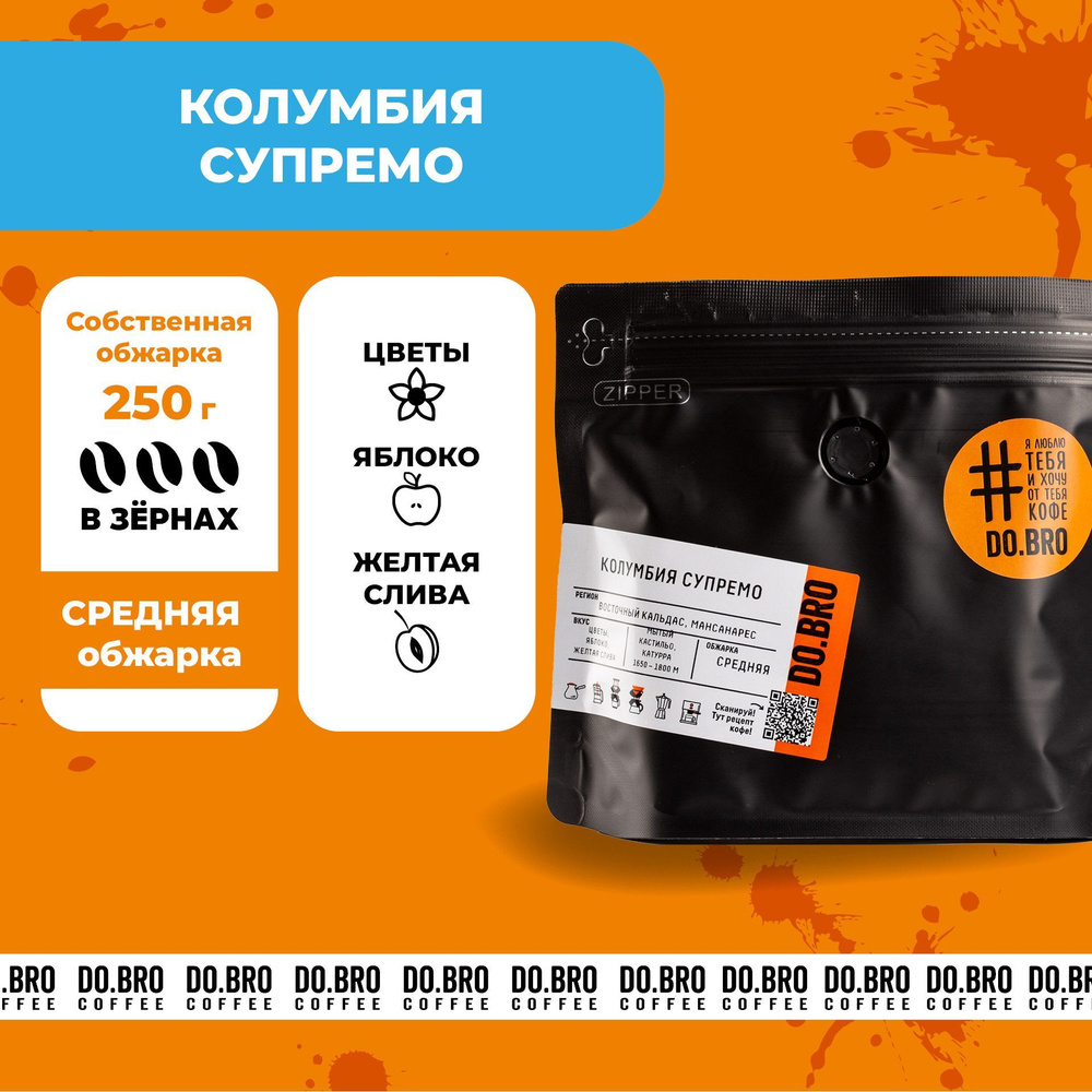 Кофе в зернах Колумбия Супремо 250гр #1