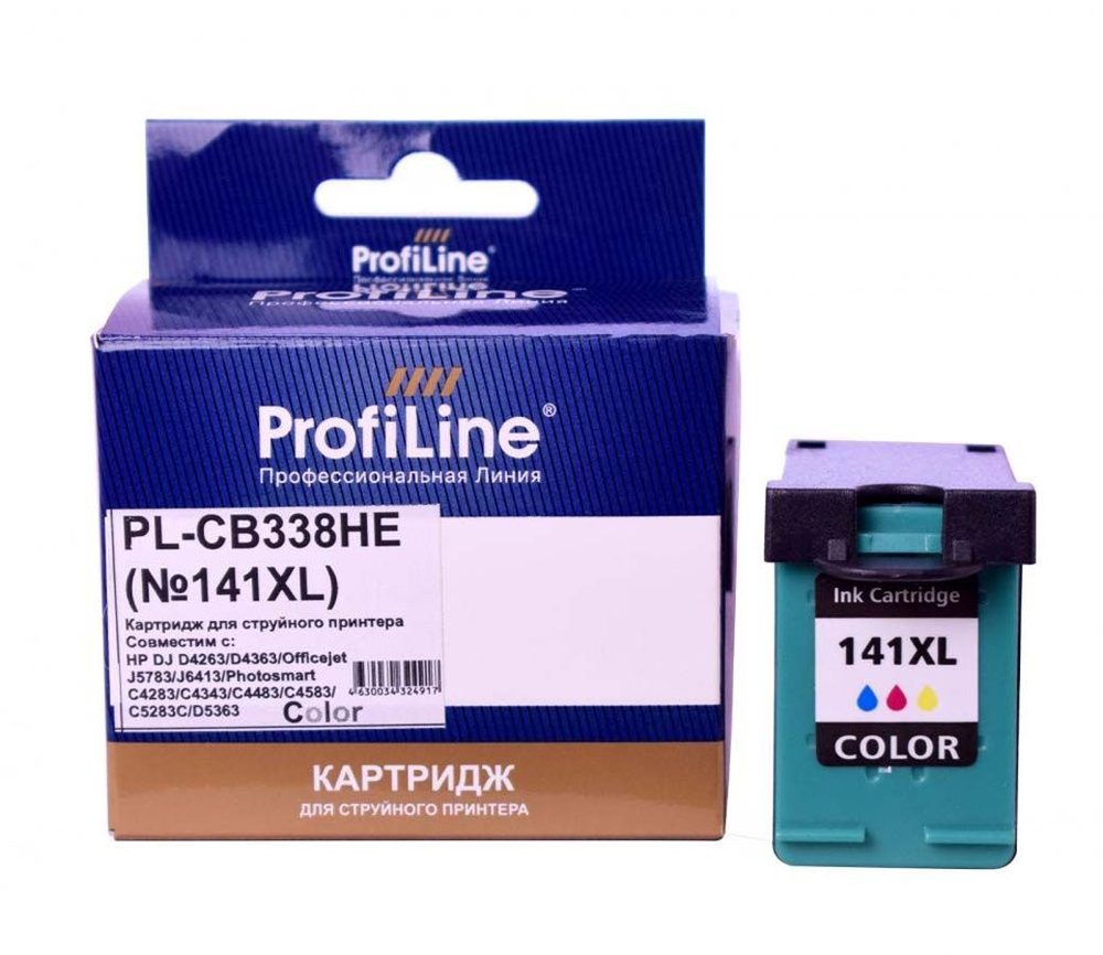 Картридж 141XL для HP PhotoSmart C4283, C5283, C4483, C4200 CB338HE ProfiLine CMY цветной  #1