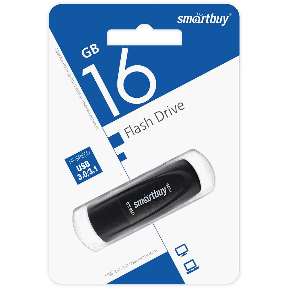 16 ГБ USB Флеш-накопитель Smartbuy Scout 3.0; 3.1, черный #1