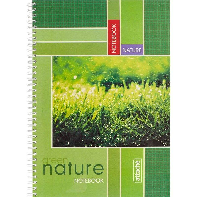 Тетрадь 120л, А4, клетка, спираль, Attache Nature 15145 #1