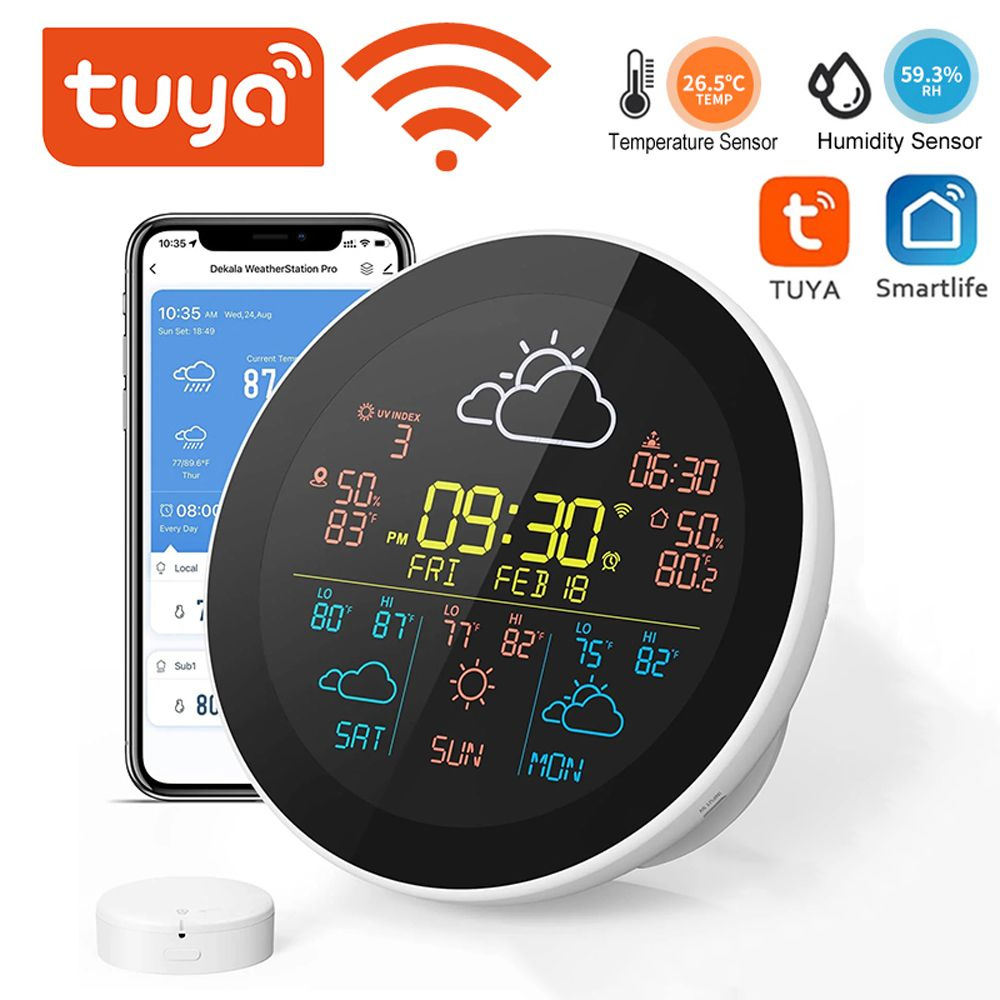 Tuya WIFI смарт-часы с цветным экраном и погодой,Tomshoo, #1