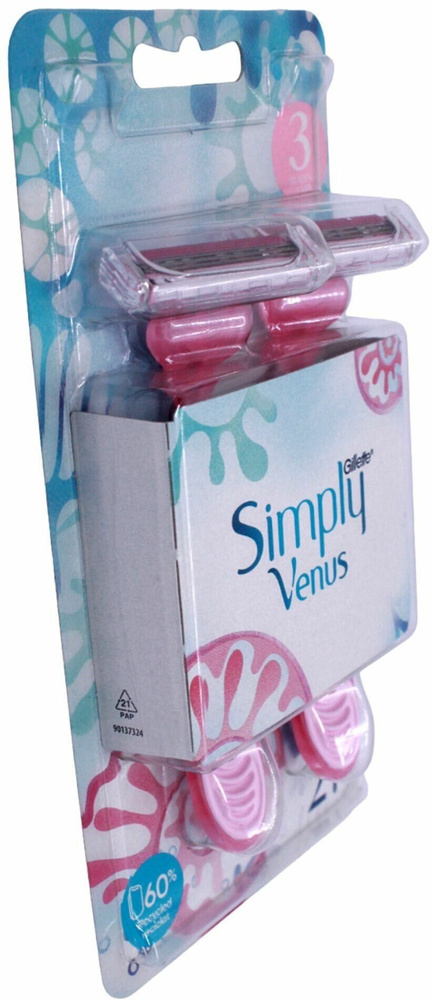 Одноразовая женская бритва Simply Venus3, 2 шт #1