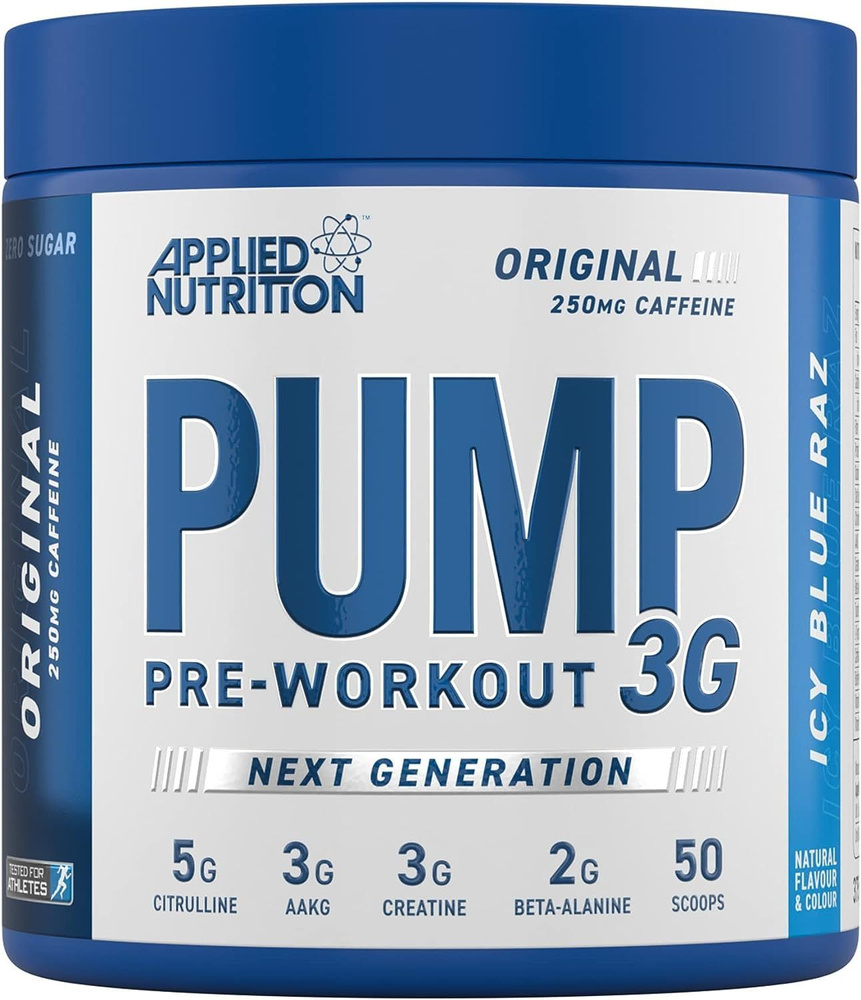 Предтренировочный комплекс., Applied Nutrition PUMP 3G., Ледяная голубая малина., 375 гр  #1