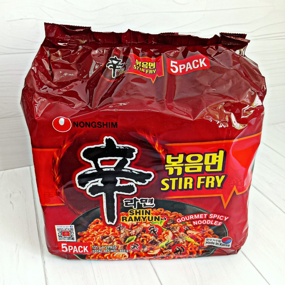 Лапша быстрого приготовления SHIN RAMYUN STIR FRY Nongshim, 655гр (5шт*131гр), Корея  #1