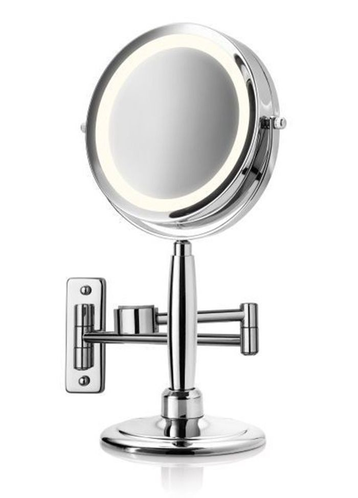 Зеркало косметическое с подсветкой CM 845, для макияжа 2в1 настольное и настенное, диаметр 13 см, с 5х #1