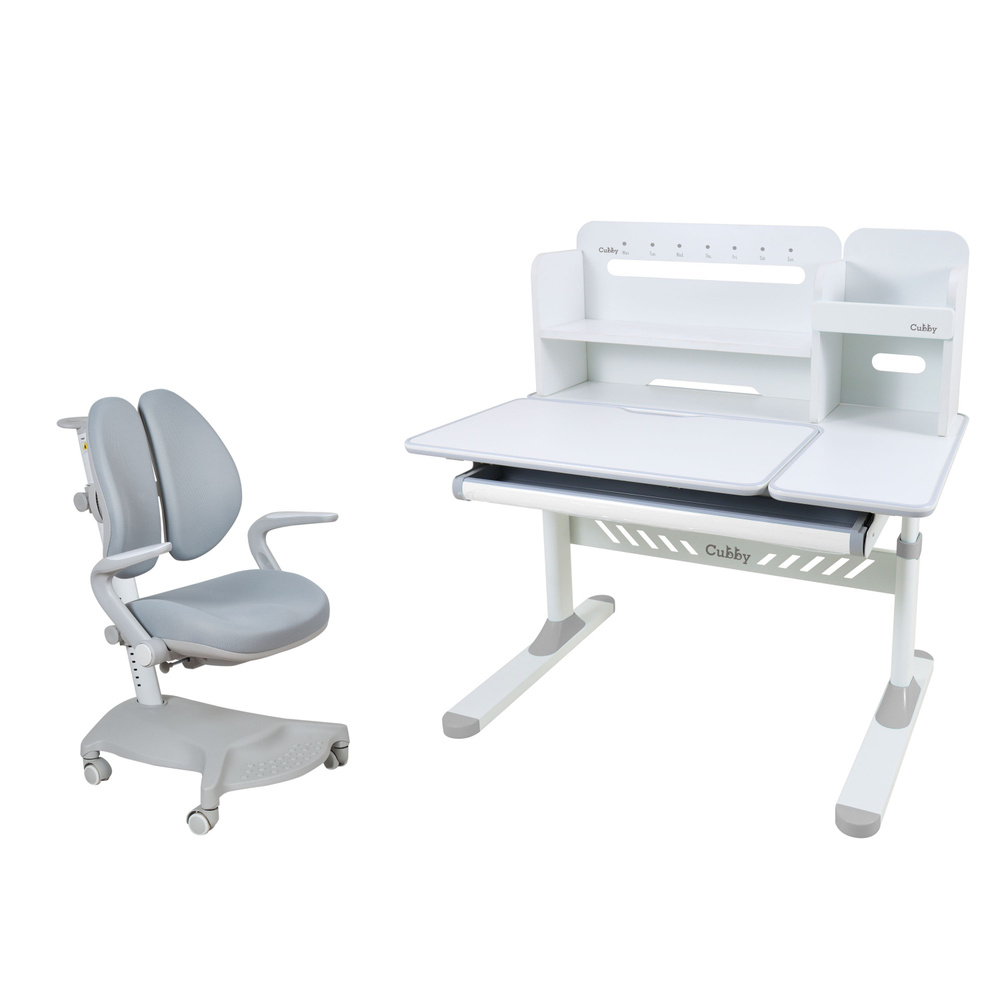 CUBBY Комплект парта + стул Трансформер Комплект парта Nerine Grey + кресло Pittore Grey, 100х60х76 см #1