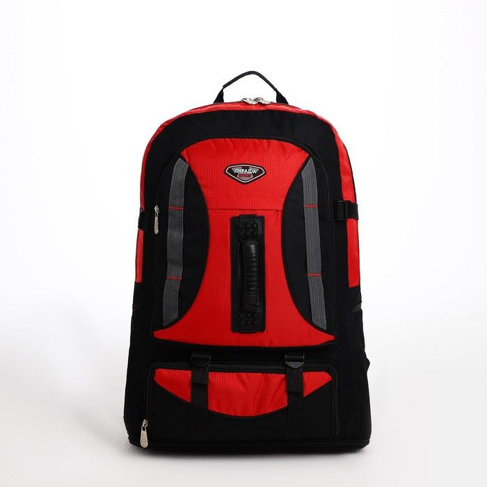 Рюкзак туристический на молнии, 4 наружных кармана, цвет красный/чёрный  #1