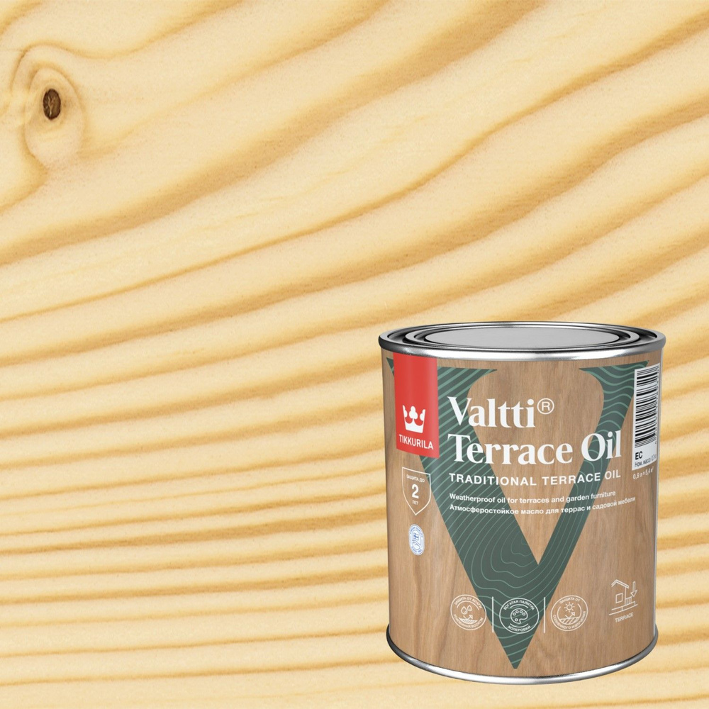 Масло для террас и садовой мебели Tikkurila Valtti Terrace Oil бесцветное (0,9л)  #1