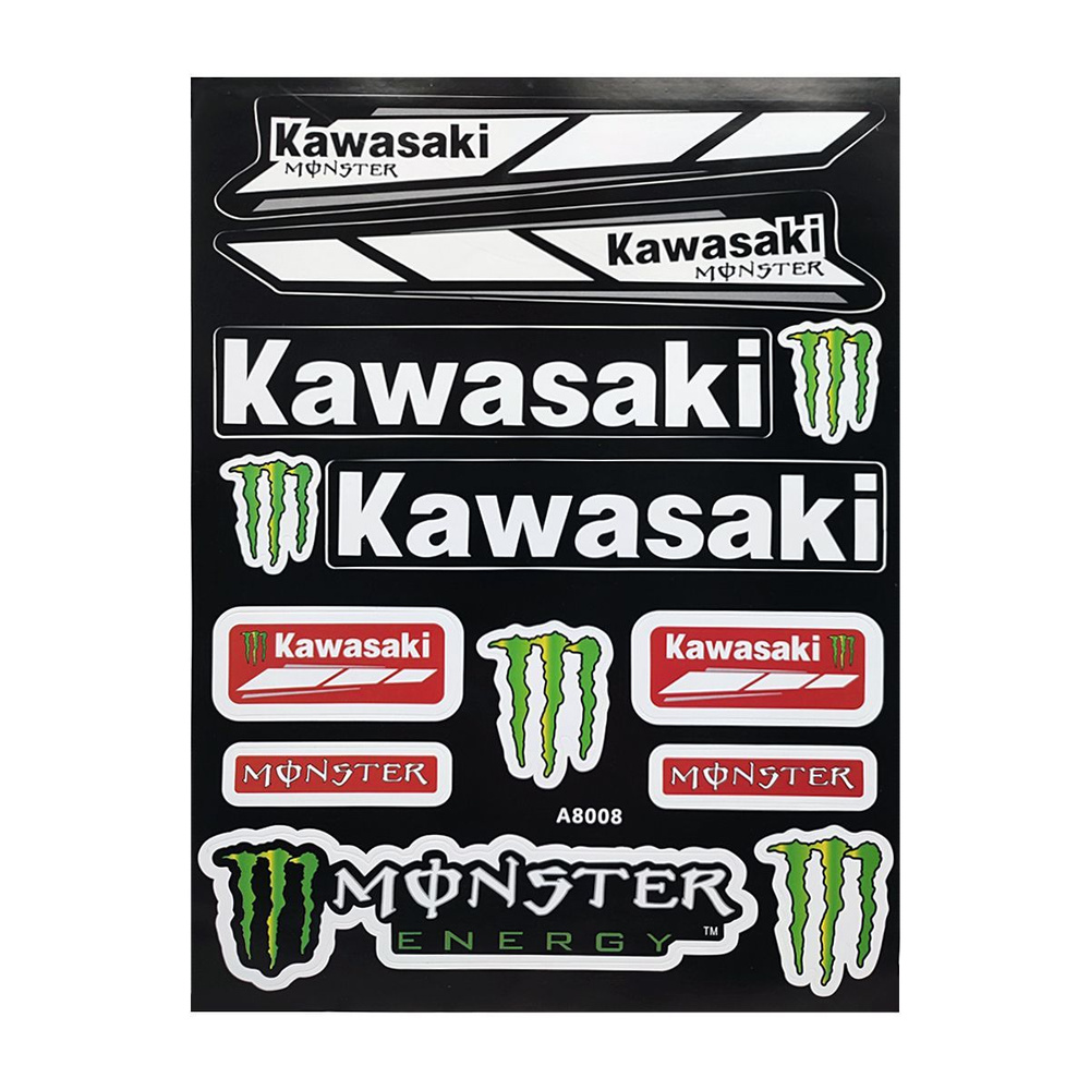Наклейки для мотоцикла Kawasaki Monster Energy 220*290 мм #1