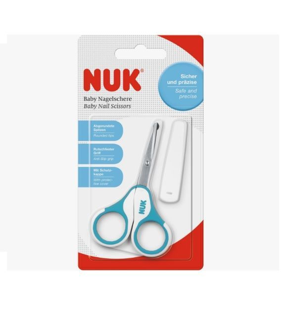 Детские ножницы для ухода за ногтями NUK маникюрные с колпачком от 0 месяцев  #1