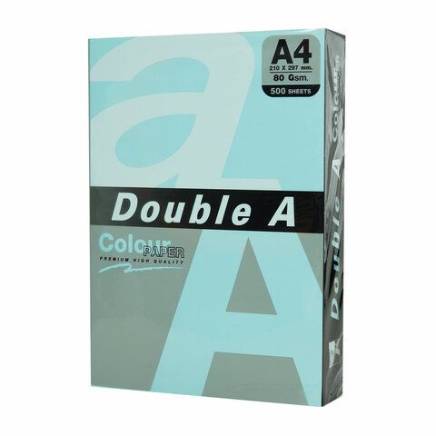 Бумага цветная DOUBLE A, А4, 80 г/м2, 500 л., пастель, голубая #1