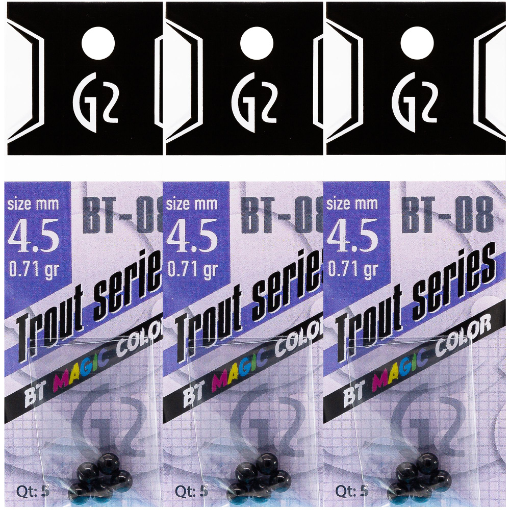 Вольфрамовая головка G2 BT MAGIC COLOR #4.5 (0.71 гр) цв. Чёрный, 15 шт/3уп / Аксессуары для рыбалки #1