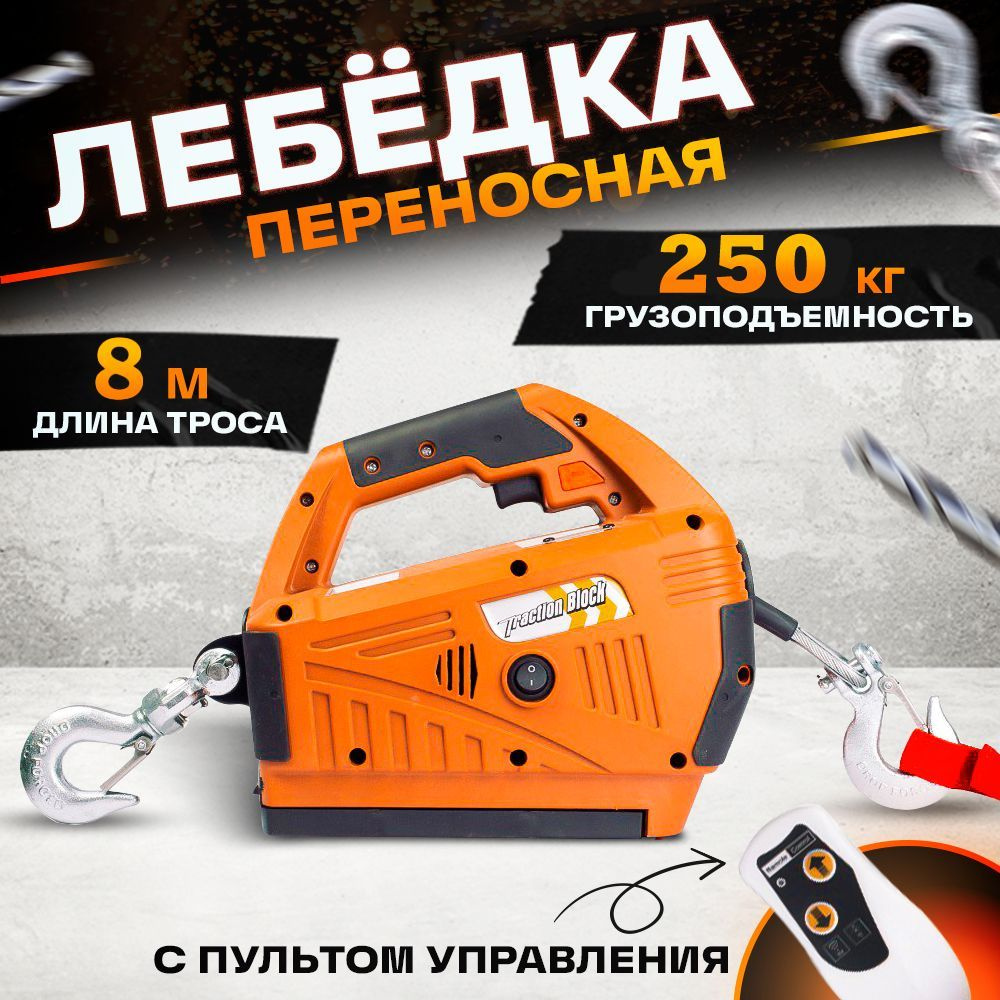 Лебедка электрическая переносная TOR SQ-04 250 кг 8,0 м 220 В с пультом  #1