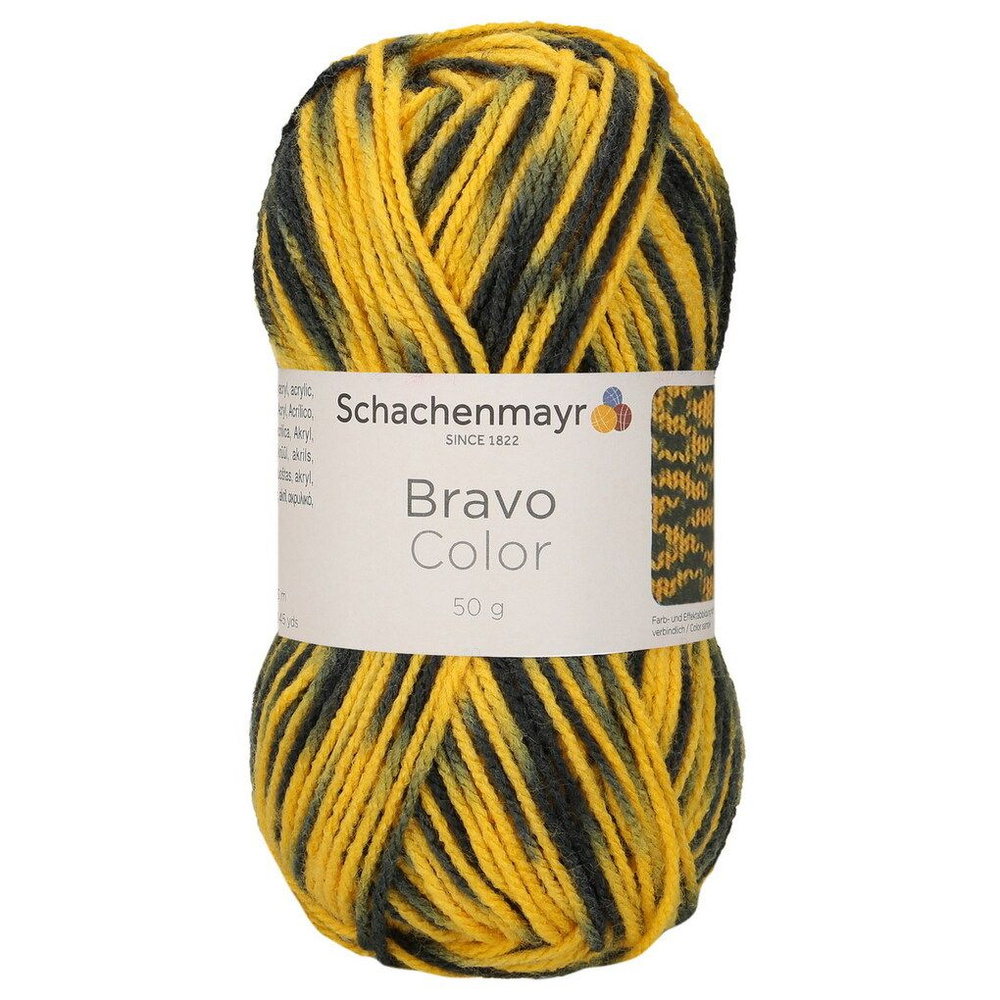 Пряжа Schachenmayr Originals Bravo Color 50г/133м, 9801421, цвет 02338 желтый/черный  #1