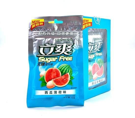 Lishuang Sugar Free, Конфеты освежающие, БЕЗ САХАРА, Арбуз, 12 пачек по 15гр, Китай  #1