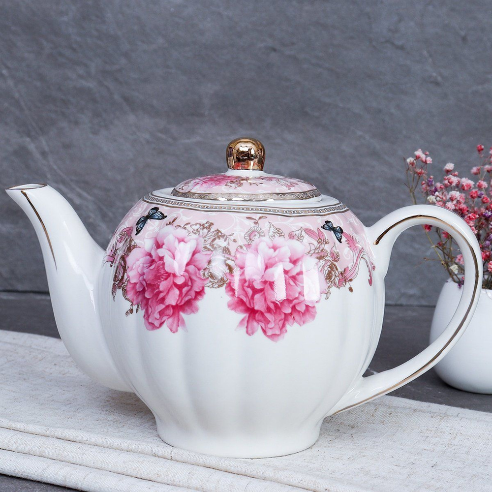 Чайник заварочный Розовый сад 800 мл., костяной фарфор #1
