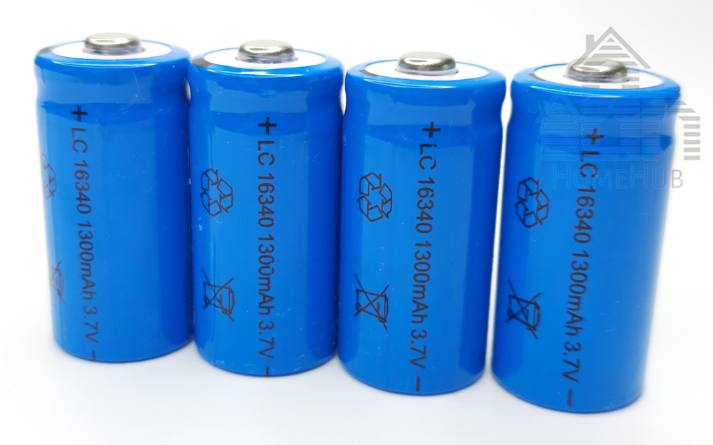 Аккумулятор Li-ion, 16340, 3.7V, 1300mAh, с наконечником, 4шт #1