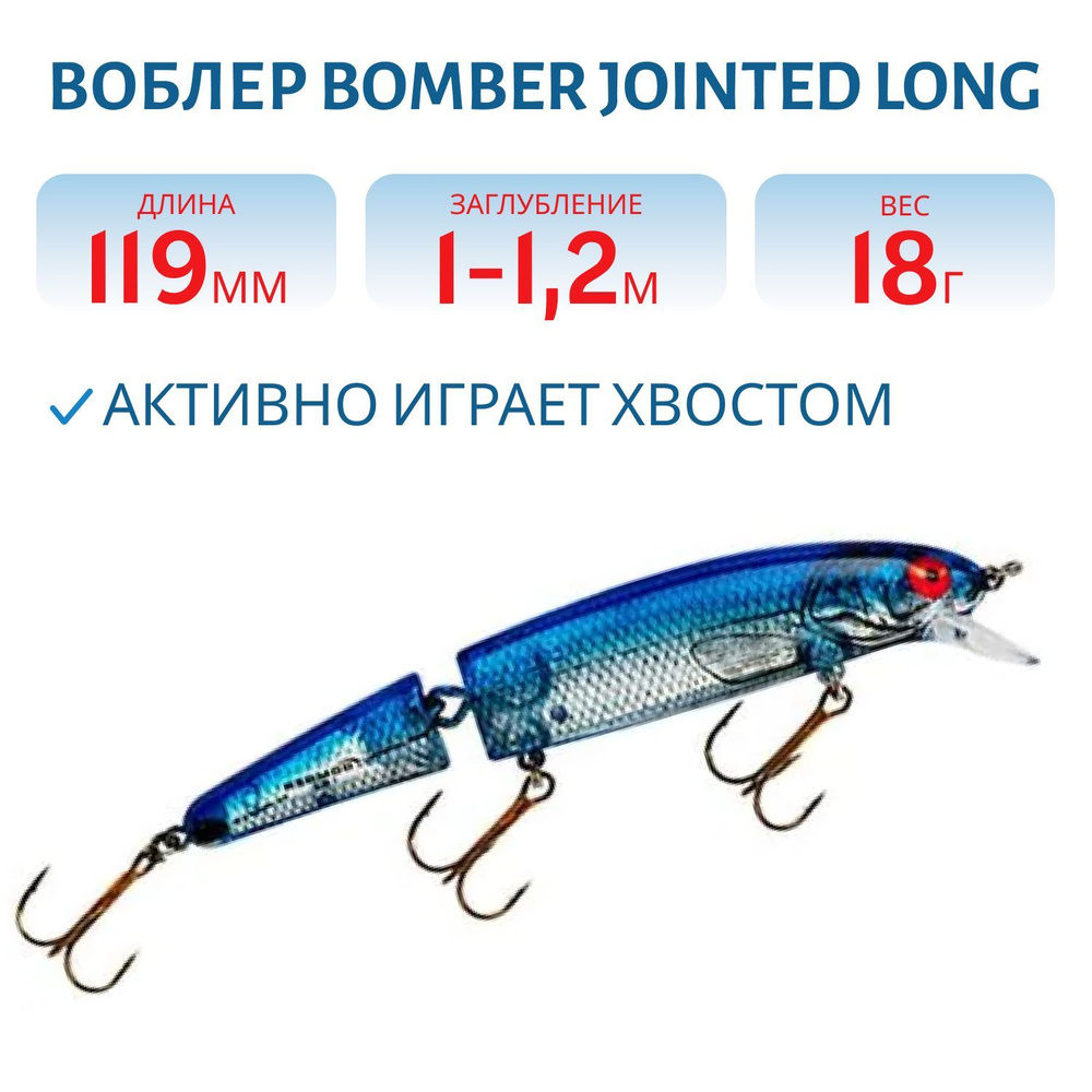 Воблер BOMBER Jointed Long A B15J, цвет XSIL #1