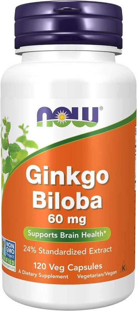 NOW Ginkgo Biloba Гинкго билоба 60 mg (120 veg caps) #1