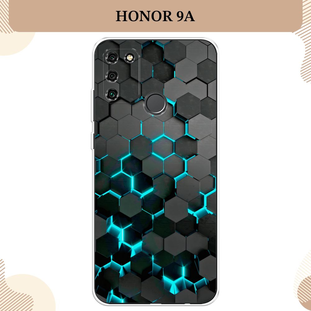 Силиконовый чехол на Honor 9A / Хонор 9А Соты бирюзовые #1