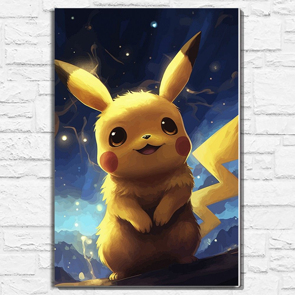 Картина по номерам на холсте аниме покемоны (Пикачу, Pikachu) - 12565 В 60x40  #1