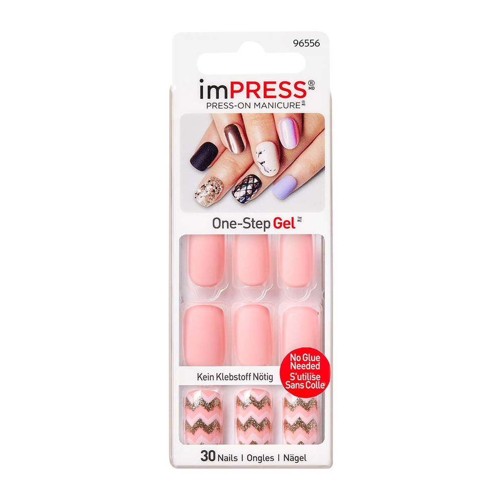 Накладные ногти KISS NEW YORK Professional Impress Manicure Accent Pink mousse кол-во 30шт, США  #1