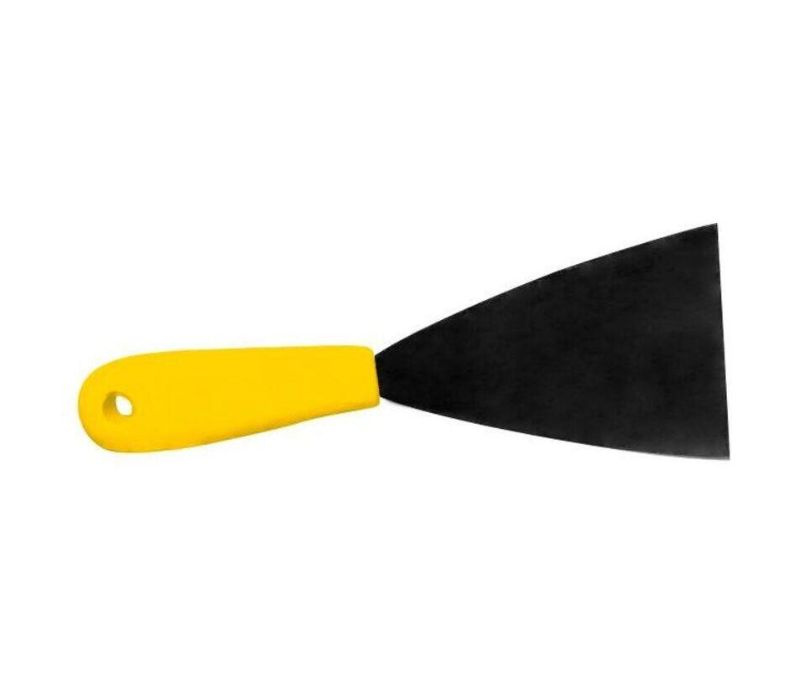 FBK Скребок 80мм нержавеющая сталь-1мм, ручка, пластик, желтый  #1
