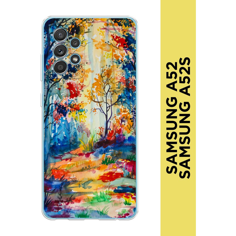 Силиконовый чехол на Samsung Galaxy A52/A52s / Самсунг А52/A52s "Нарисованный лес"  #1