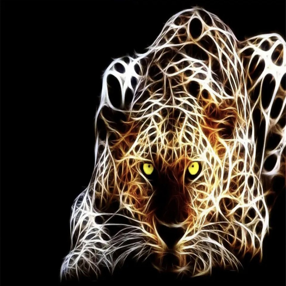 Алмазная мозаика на холсте"Огненный Леопард" 50х40 см полная выкладка круглые стразы Мадагаскария  #1
