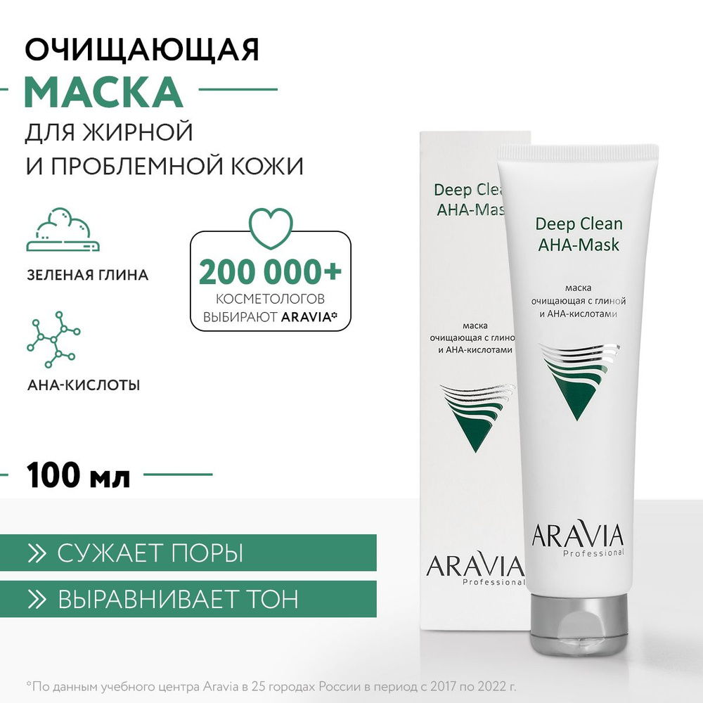 ARAVIA Professional Маска очищающая с глиной и AHA-кислотами для лица Deep Clean AHA-Mask, 100 мл  #1