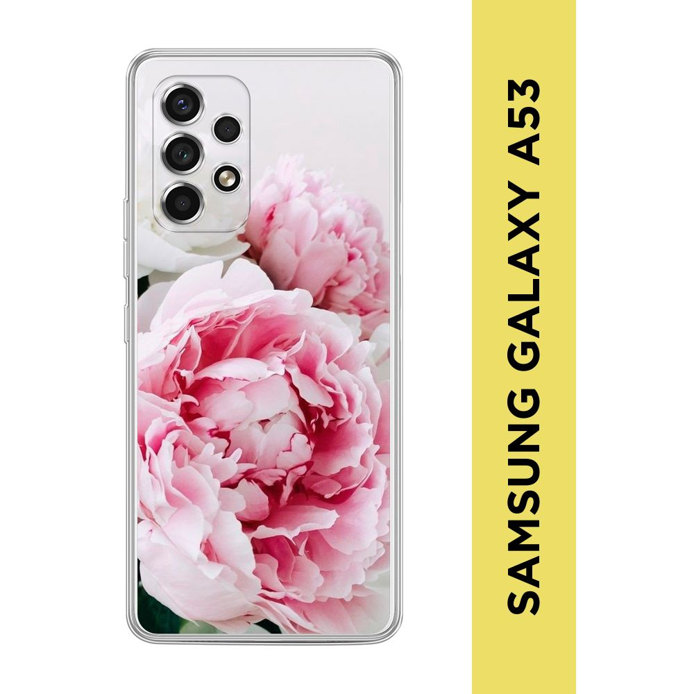 Силиконовый чехол на Samsung Galaxy A53 5G / Самсунг А53 5G "Розовые и белые пионы"  #1