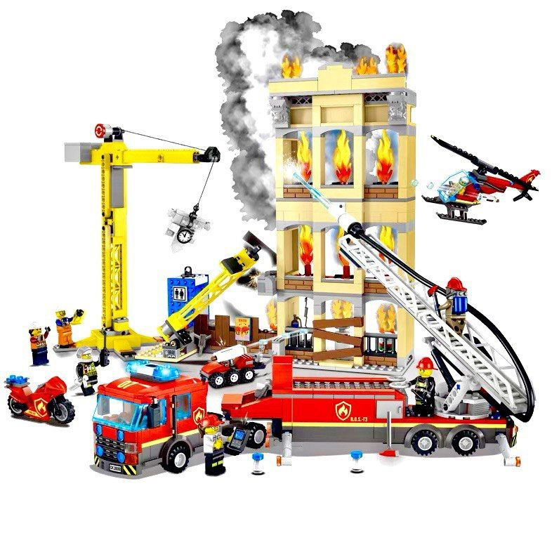 Конструктор Сити набор "Пожарная Станция" 985 деталей 7 фигурок ( модель город участок / лего совместимый #1