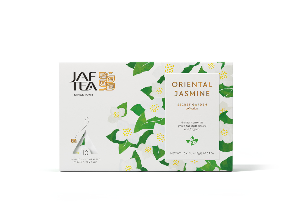 Чай JAF TEA "Secret Garden Oriental Jasmine" зелёный с жасмином, 10 пирамидок  #1