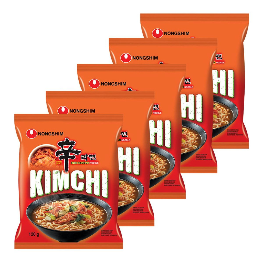 Лапша быстрого приготовления Кимчи Рамен Nongshim, пачка 120 г х 5 шт  #1