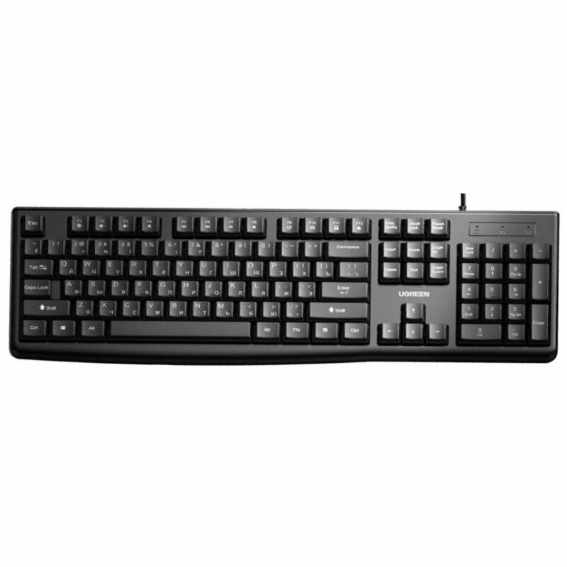 Клавиатура проводная UGREEN KU 003 Membrane USB - Keyboard с кабелем USB черная  #1