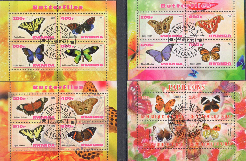 Набор марок 19 блоков Бабочки4 #1