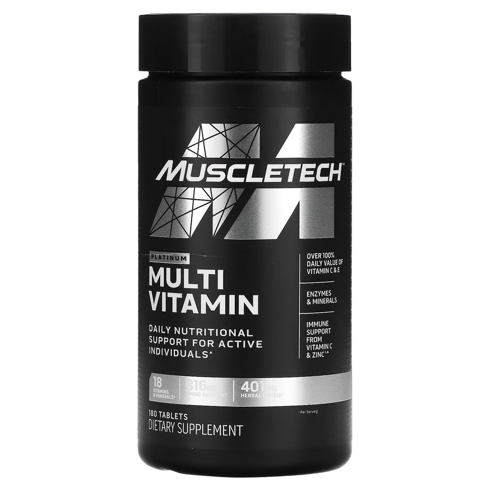 MuscleTech, Platinum, мультивитамины для активных людей, 180 таблеток.  #1