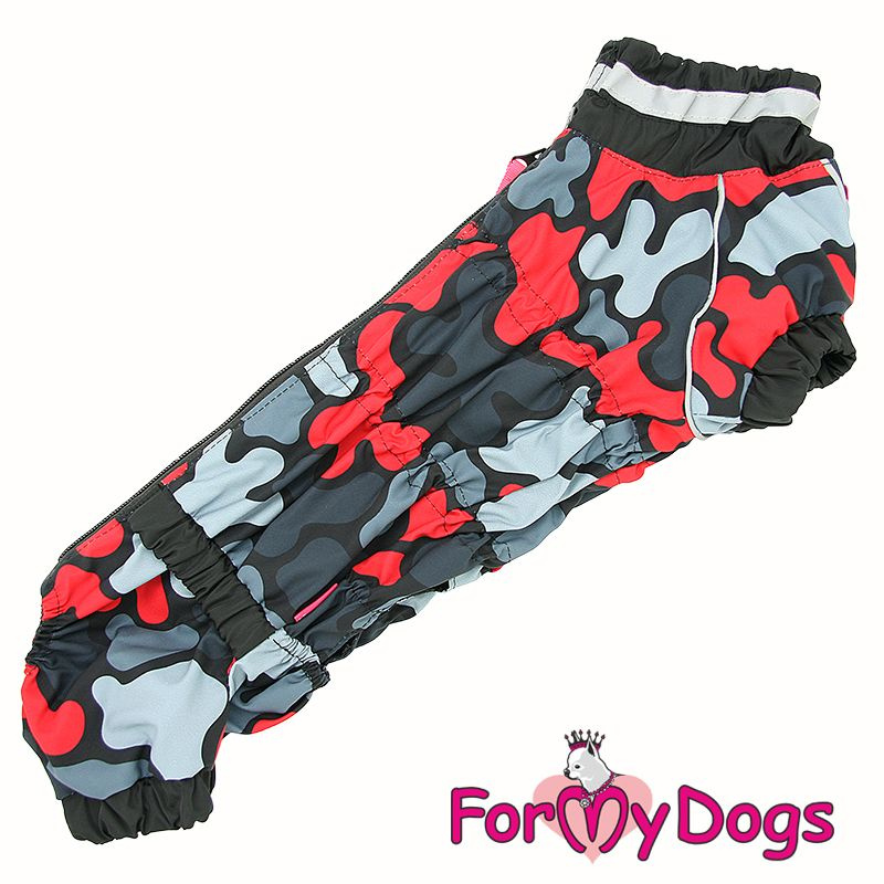 Дождевик для такс ForMyDogs Камуфляж серо-красный, на девочку 617SS-2022F, Размер ТМ1  #1