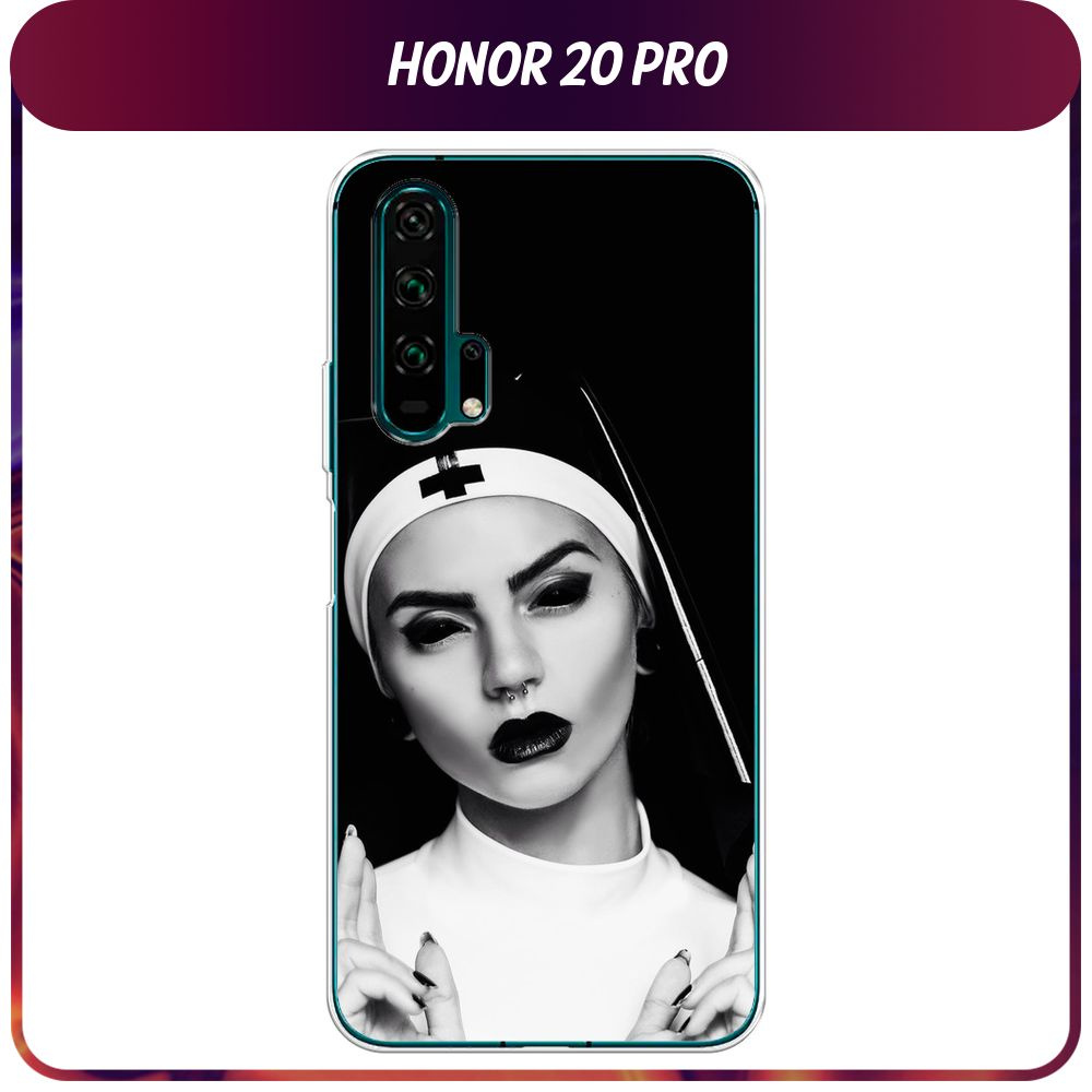 Силиконовый чехол на Honor 20 Pro / Хонор 20 Про "Черная монашка"  #1