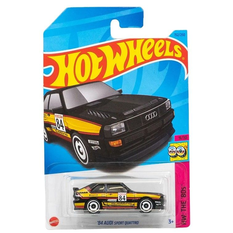 HKG88 Машинка металлическая игрушка Hot Wheels коллекционная модель 84 Audi Sport Quattro черный;желтый #1