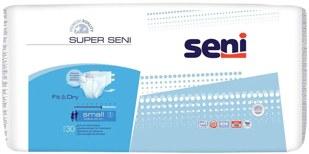 Подгузники (памперсы) для взрослых SUPER SENI SMALL (малые) (обхват 55-80 см), 30 шт  #1