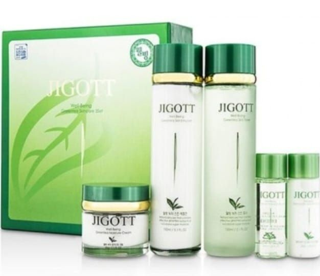 Jigott / Джигот Well-Being Green Tea Skin Care 3Set Набор косметики для ухода за лицом женский тонер #1