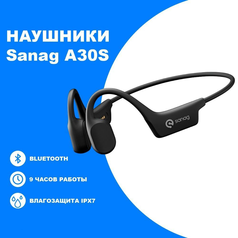 Беспроводные наушники Sanag A30S Air Run с микрофоном Bluetooth, черные  #1
