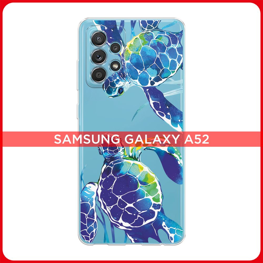Силиконовый чехол на Samsung Galaxy A52/A52s / Самсунг А52/A52s Морские черепашки, прозрачный  #1