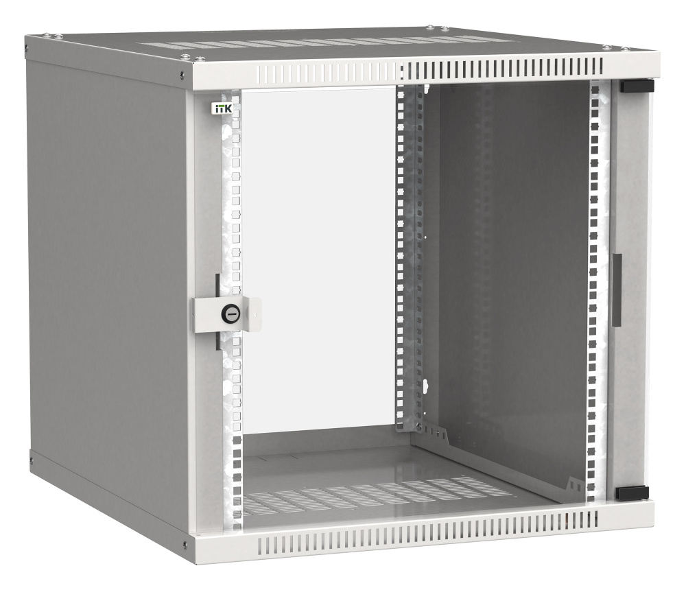 Шкаф коммутационный ITK Linea WE (LWE3-09U66-GF) настенный 9U 600x600мм пер.дв.стекл направл.под закл.гайки #1