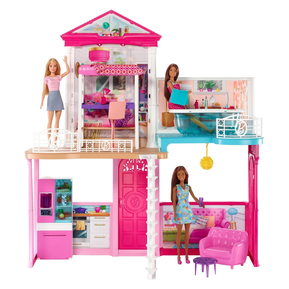 Кукольный домик Barbie GLH56 розовый #1