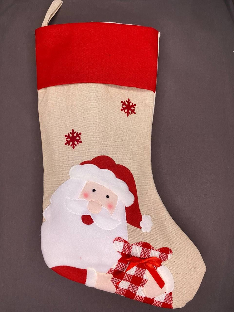 Новогодний чулок (рождественский носок) Дед Мороз 1 шт. #1