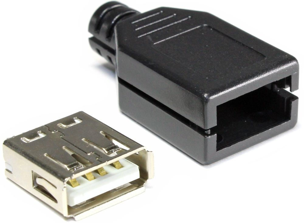 Разъем Гнездо USB (А) (мама) на кабель пластик разборный - купить с ...