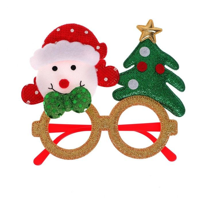 Карнавальные очки КНР "Снеговик с елочкой", блестящие #1